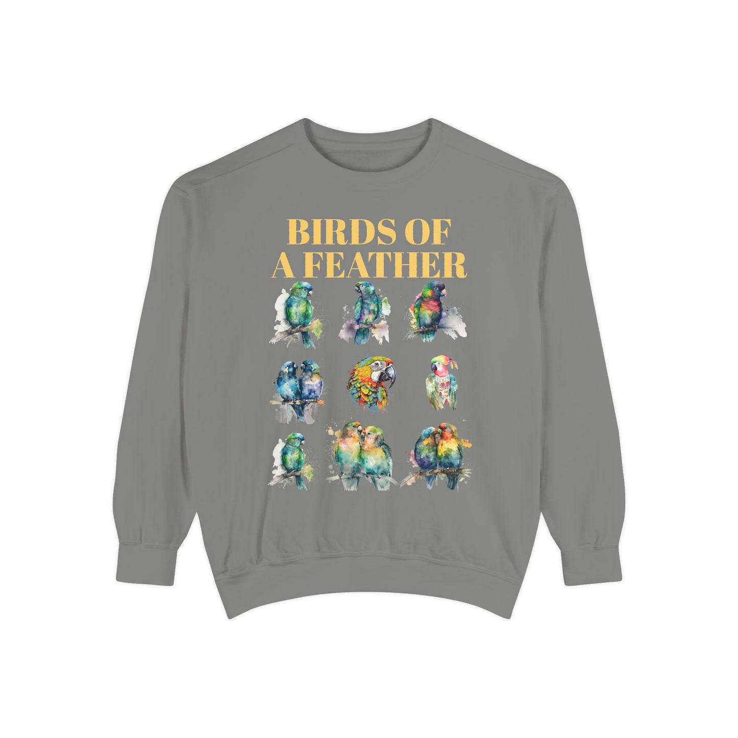 Colorful Birds of a Feather Sweatshirt - Unisex Garment-Dyed