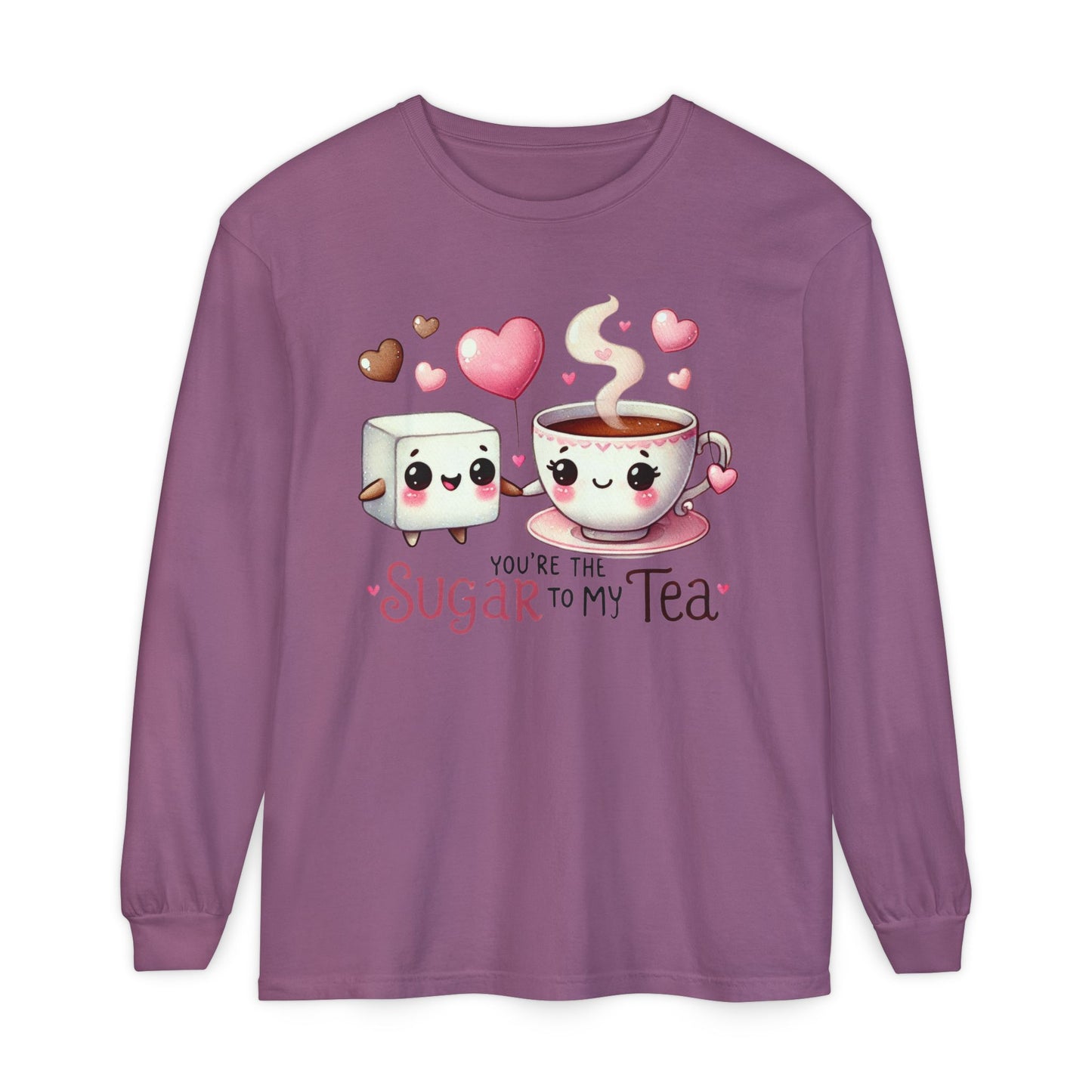 "Tea-m work Makes the Dream Work "Cute Sugar to My Tea Long Sleeve T-Shirt - Perfect Gift for Tea Lovers