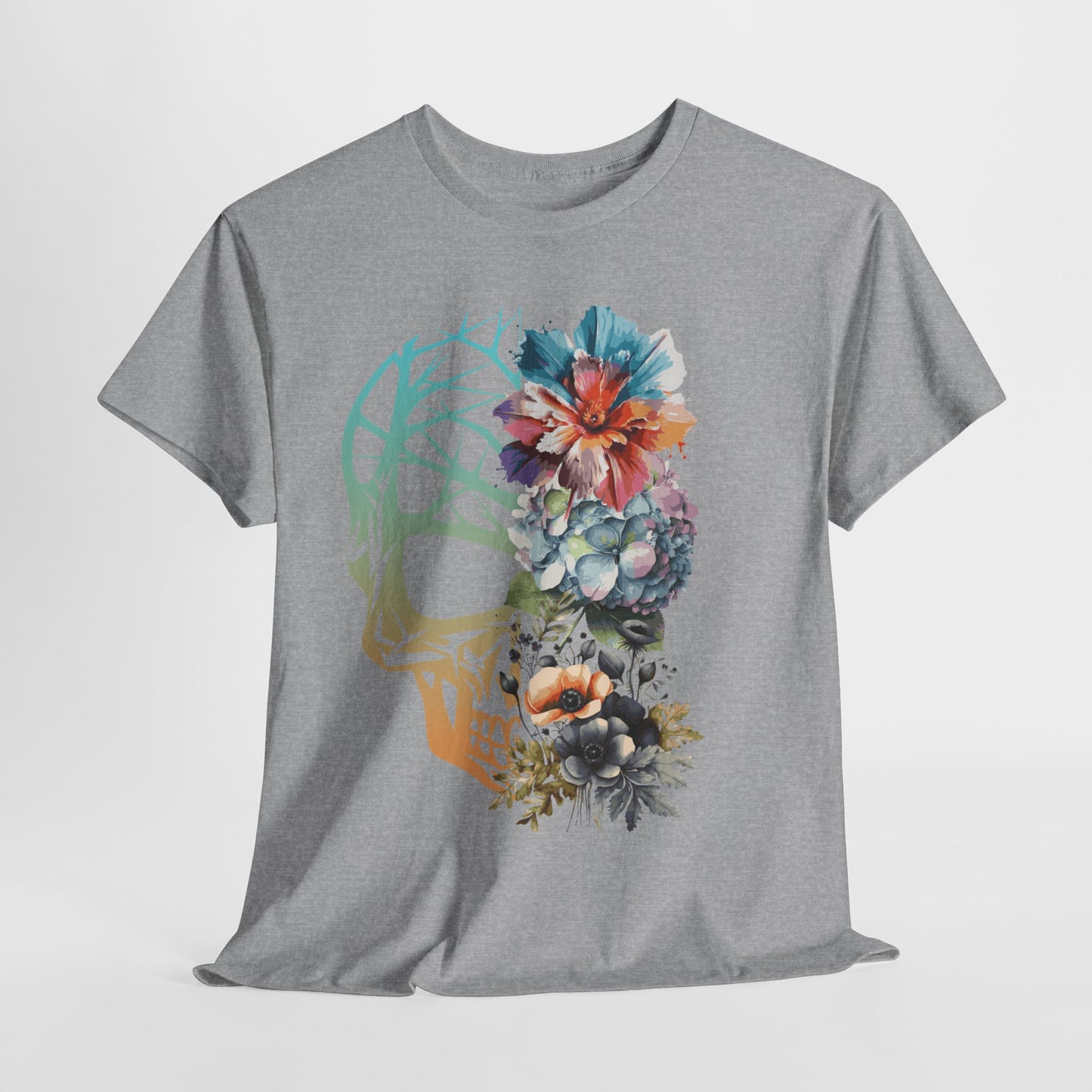 "FLOWER SKULL"Unisex Heavy Cotton Tee