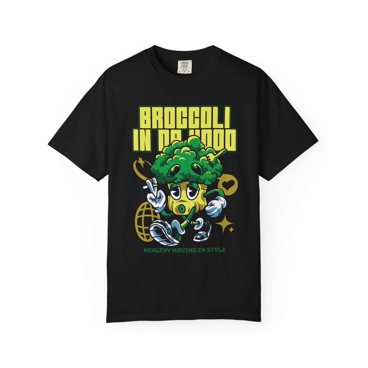 Garment-Dyed Broccoli T-Shirt, Fun and Unique Casual Wear, Perfect for Vegetarians, Gym Lovers, Gift for Foodies, Healthy Lifestyle