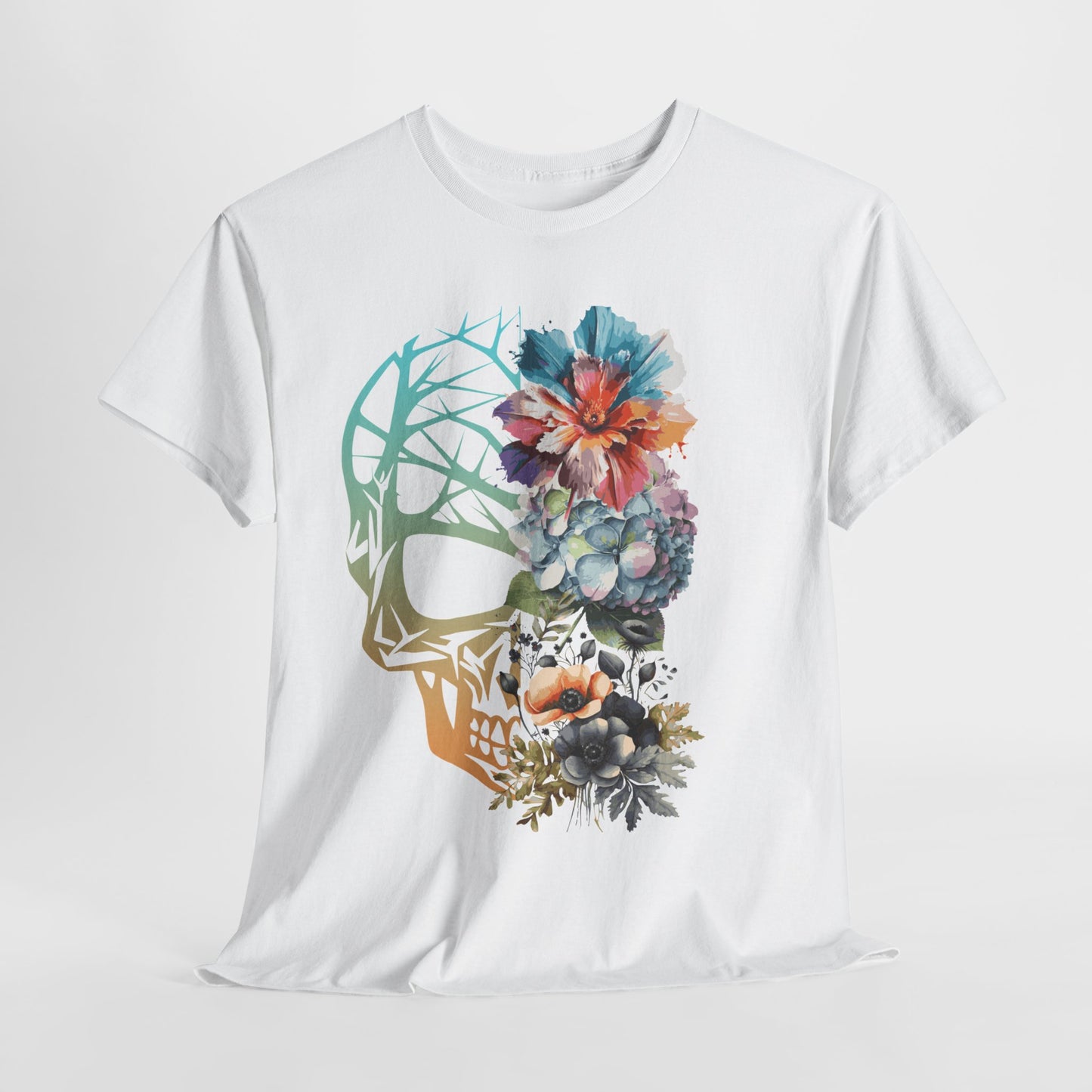 "FLOWER SKULL"Unisex Heavy Cotton Tee