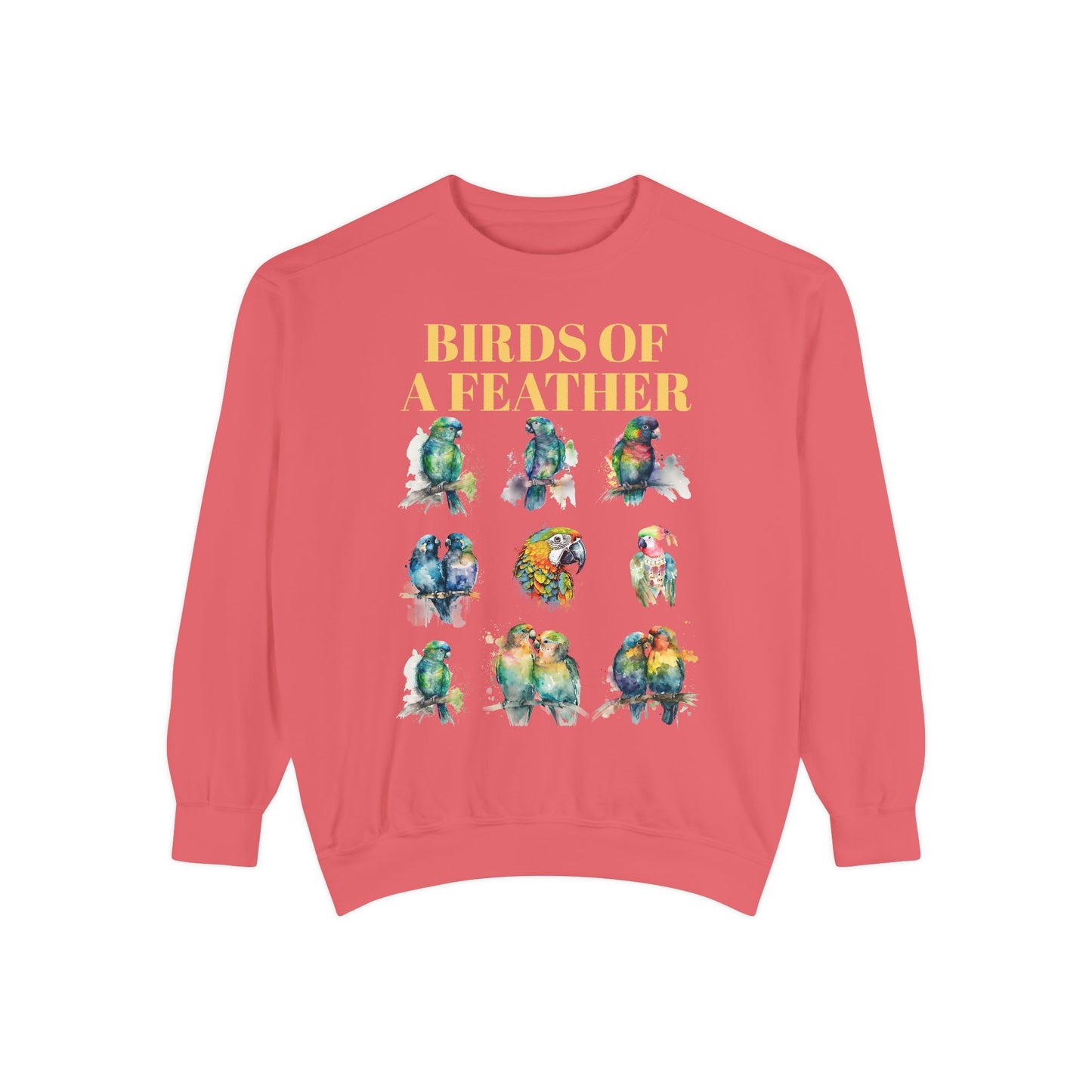 Colorful Birds of a Feather Sweatshirt - Unisex Garment-Dyed
