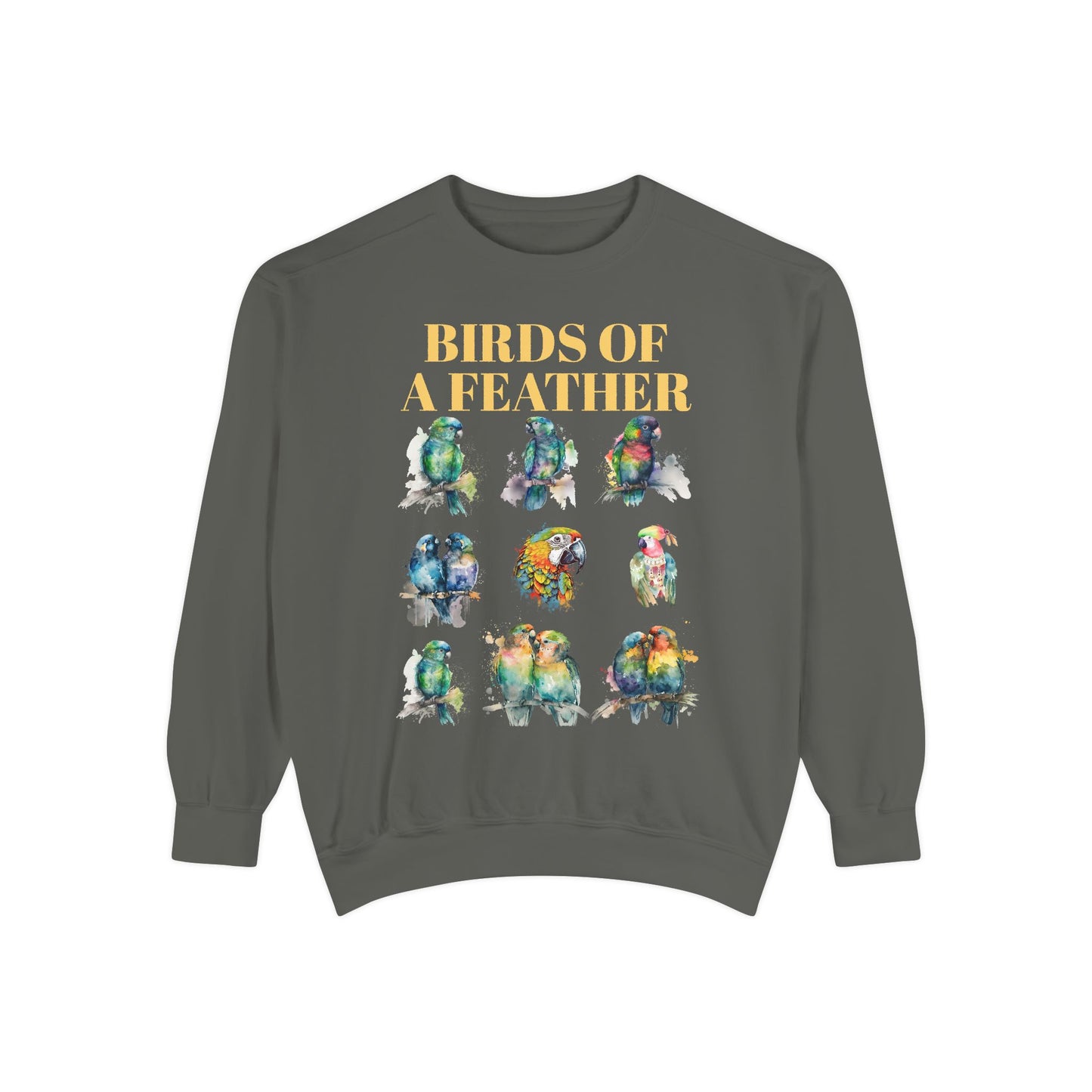 Colorful Birds of a Feather Sweatshirt - Unisex Garment-Dyed
