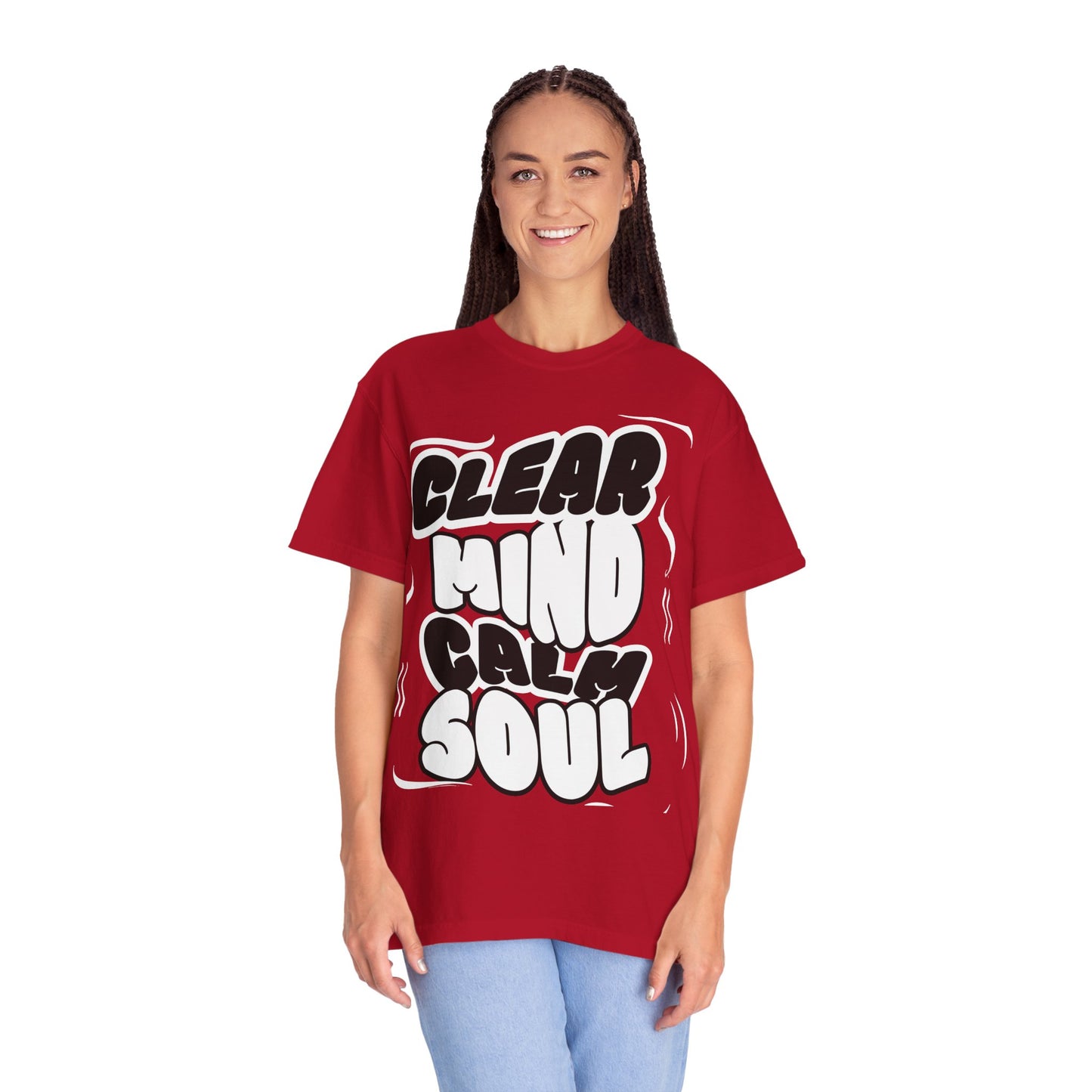 Unisex Garment-Dyed T-Shirt - "Clear Mind Calm Soul" Inspirational Graphic Tee