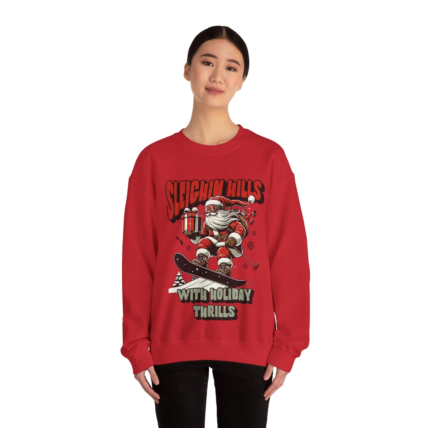 Christmas Santa Snowboard Sweatshirt