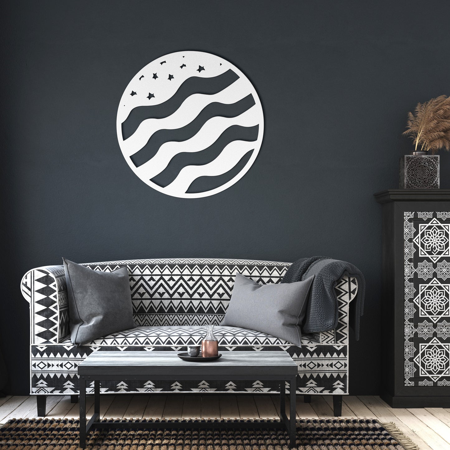 Circle Die -Cut Flag Design Sign