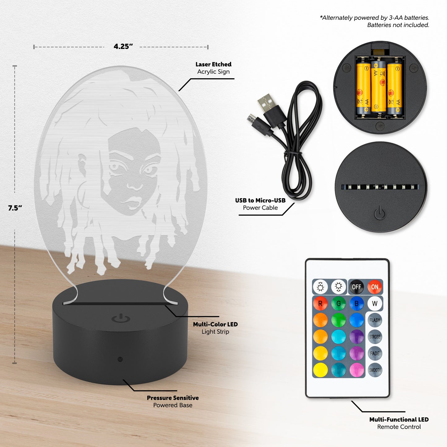 Vertical Oval Acrylic LED Sign