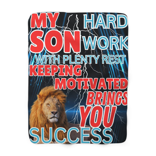 'HARD WORK"Sherpa Fleece Blanket