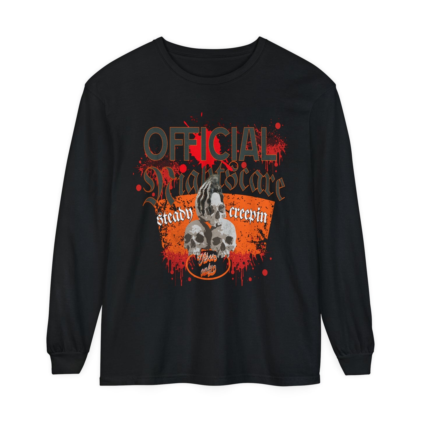 "OFFICIAL NIGHTMARE" Unisex Garment-dyed Long Sleeve T-Shirt