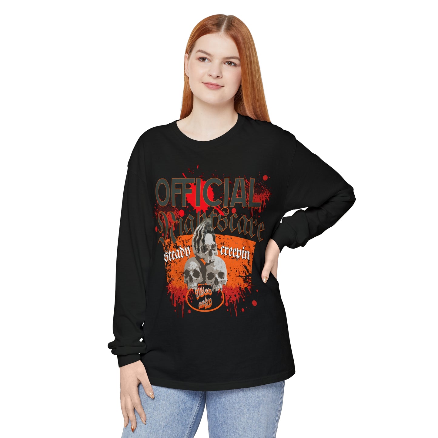 "OFFICIAL NIGHTMARE" Unisex Garment-dyed Long Sleeve T-Shirt